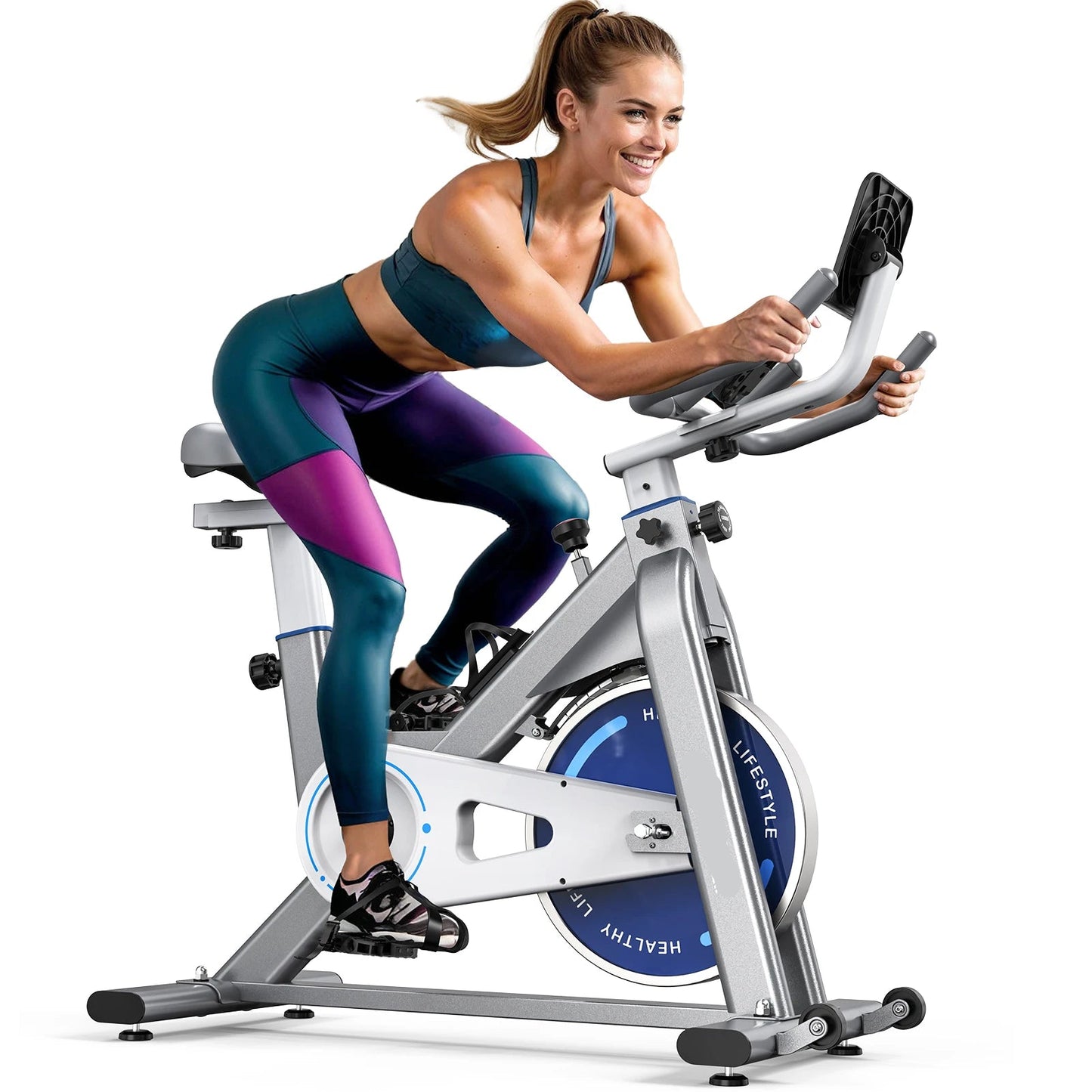 Indoor Fiets – Hometrainer – Cardio Fiets – Fitnessfiets – Stabiel Tot 150 Kg – Verstelbare Weerstand 300 Watt - Zilver