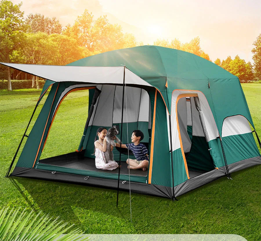 Familietent – Campingtent – Grote Tent – Kampeertent – Ruim – Waterdicht – Aluminium Frame - 430x305x200cm - Groen