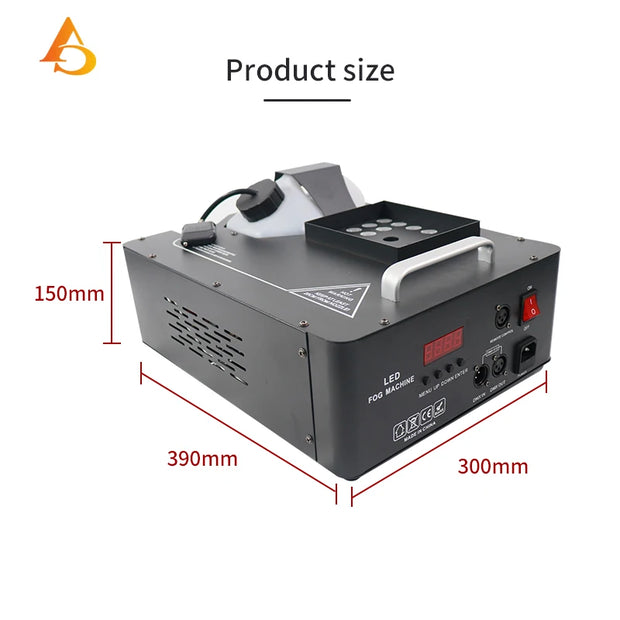DMX LED 1500W  Rookmachine met LED en Draadloze Afstandsbediening -  Rookmachine Halloween - Zwart - QUORE