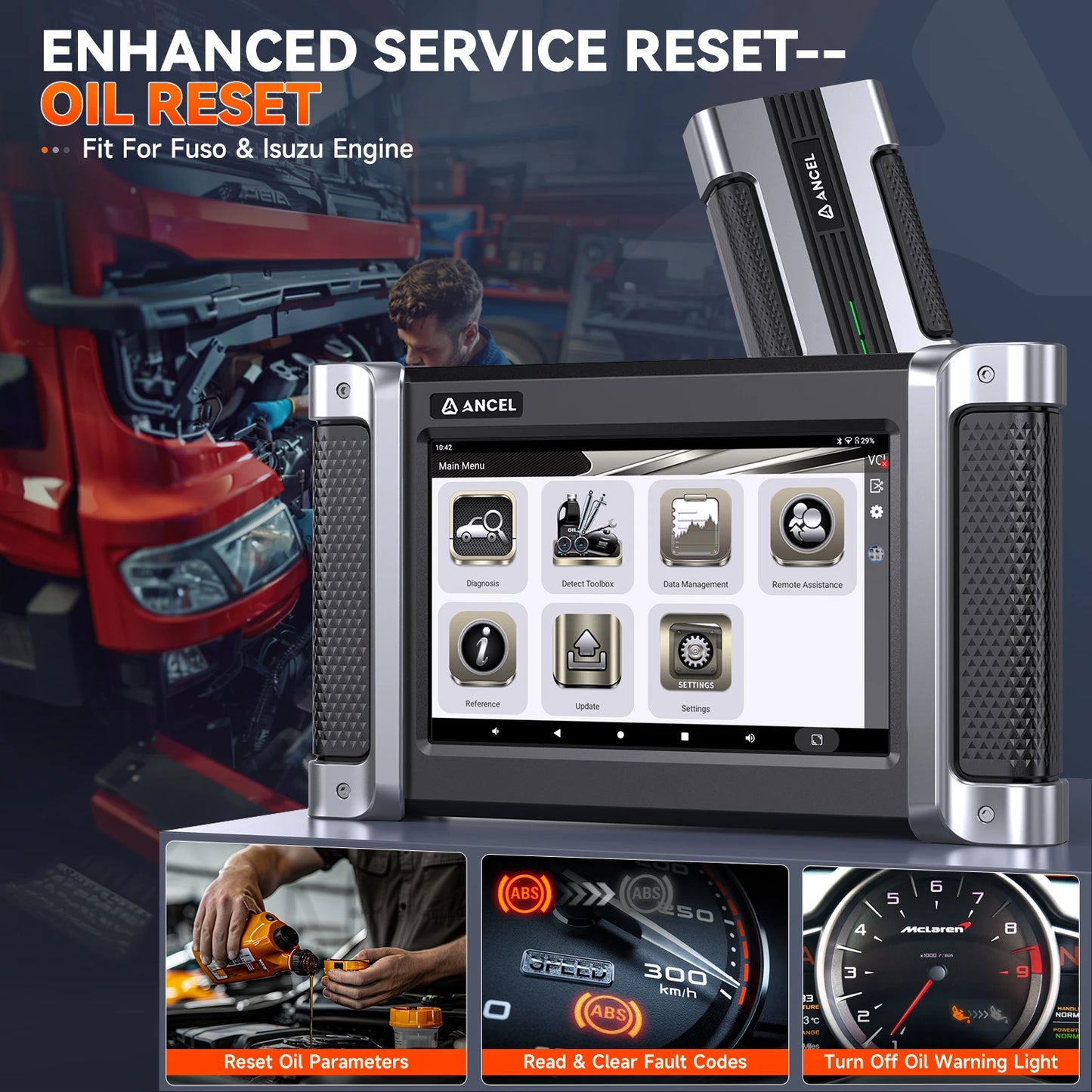 Professionele Diagnose-Tool – OBD2 Scanner – Diesel Diagnosedevice – Truck Scanner – 24V Ondersteuning – DPF Regeneratie – Android Touchscreen