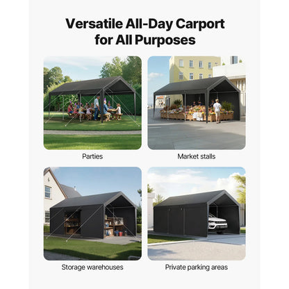 Carport – Overkapping – Garage – Buitenruimte – Beschutting – Gegalvaniseerd Staal - 12x20ft