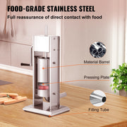 Sausage Filler - Sausage Maker - Manual Sausage Filler - Sausage Filling Machine - 5L - Stainless Steel - with 4 filling funnels