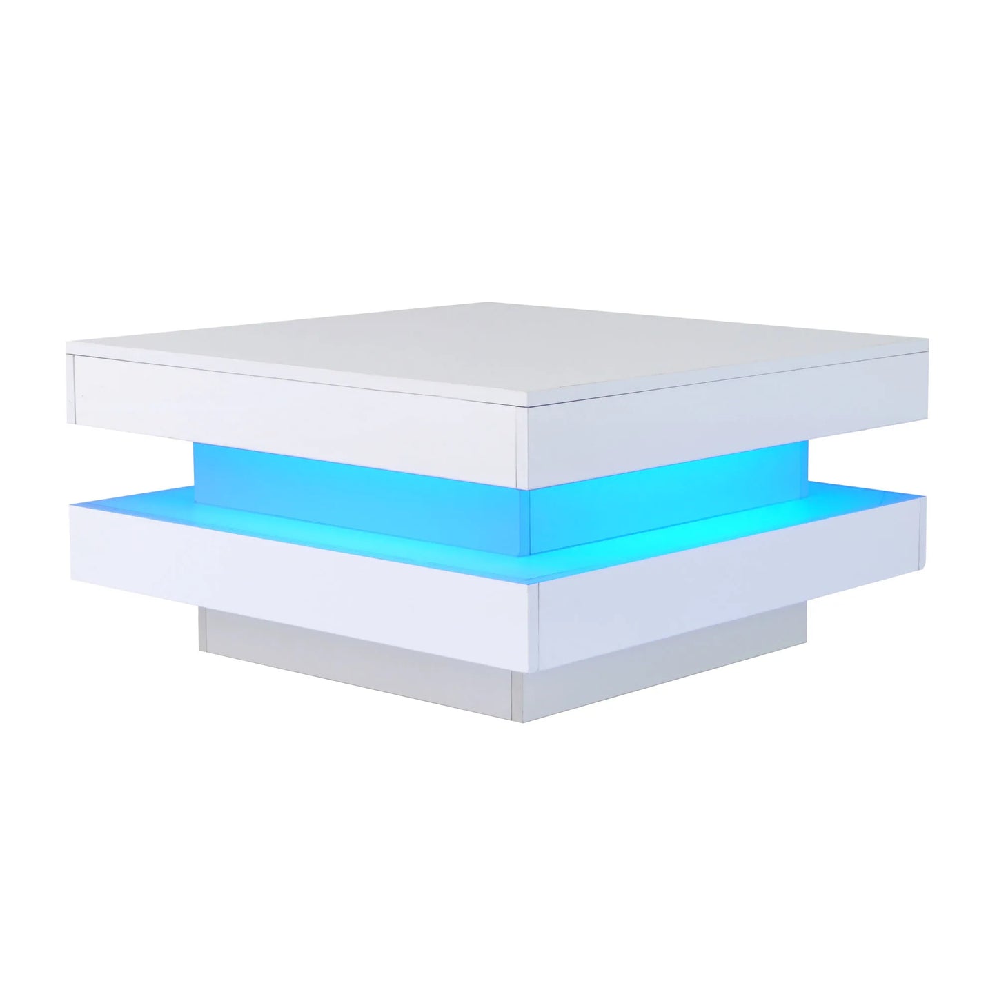 Salontafel – Witte Tafel – Moderne Tafel – Led Tafeltje – Vierkant Ontwerp – 16 Kleuren Ledverlichting – Usb Aansluiting