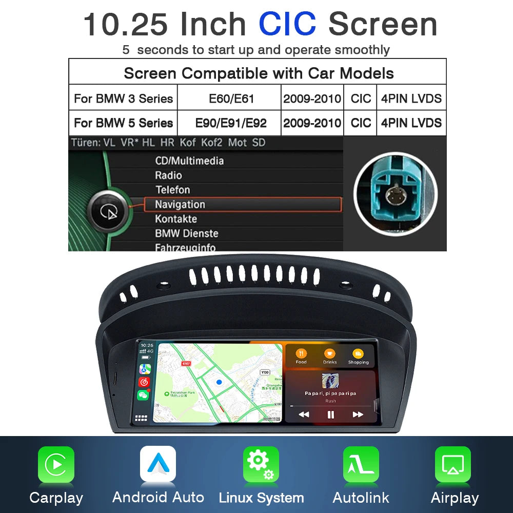 Multimedia Systeem – Auto Radio – Navigatie Systeem – Touchscreen Audio – Carplay Android Auto – 8,8 Inch Scherm – Ingebouwde GPS & Wifi