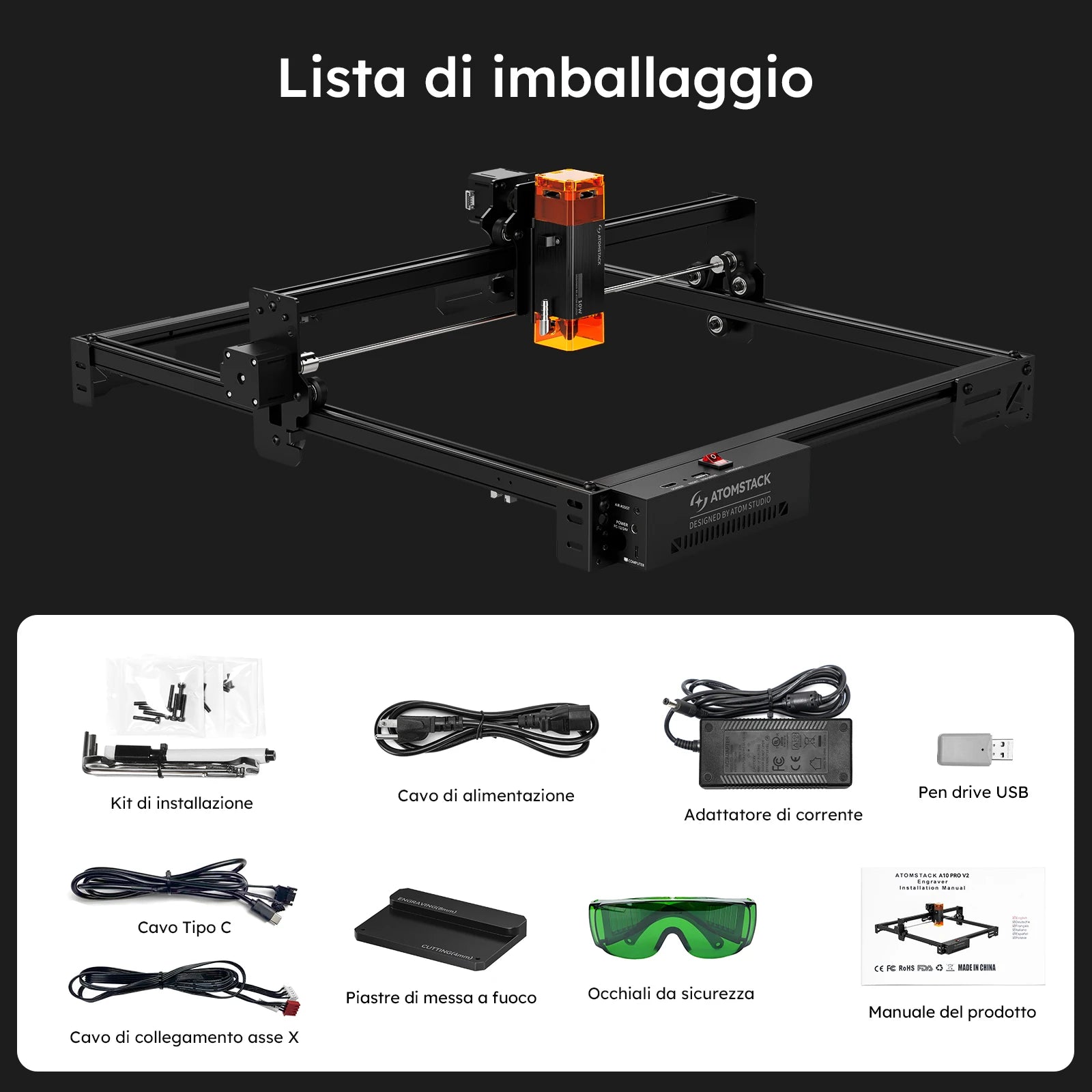 Lasergraveermachine – Laser cutter – CNC graveermachine – Laser snijder – Gravure apparaat – Groot werkoppervlak 410x380 mm – Magnetisch oogbeschermingsfilter - QUORE