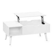 Adjustable Coffee Table - Folding Table with Storage - Modern Coffee Table - Wooden Table with Lifting Board - 100x50x43 cm - White