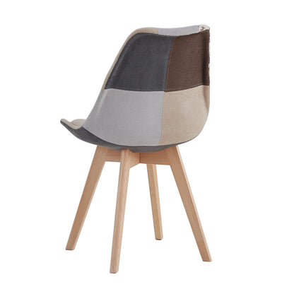 2Pcs/4Pcs Nordic Dining Chairs Colorful Patchwork Chairs with Wooden Legs and padded seat Lounge Chair for Kitchen Living Room