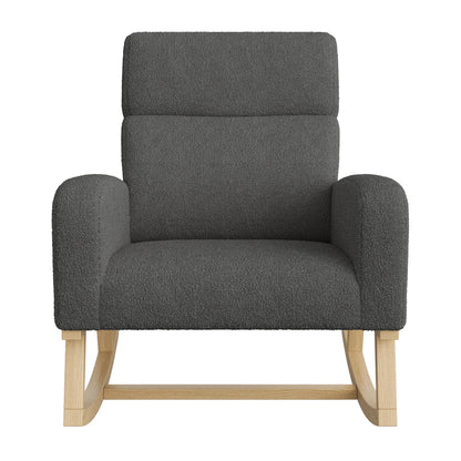 Schommelstoel – Schommelzetel – Relaxstoel – Wiegstoel – Ergonomisch Ontwerp – Houten Constructie - 69.2 x 78.5 x 87 cm - Donkergrijs - QUORE