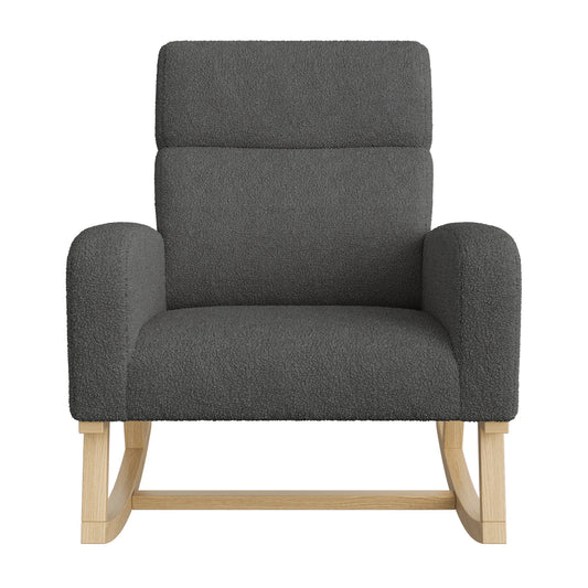 Schommelstoel – Schommelzetel – Relaxstoel – Wiegstoel – Ergonomisch Ontwerp – Houten Constructie - 69.2 x 78.5 x 87 cm - Donkergrijs - QUORE