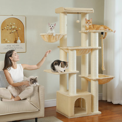 Krabpaal – Kattenboom – Kattenhuis – Kattenmand – Krabmeubel – Extra Stevig – 169 cm Hoog