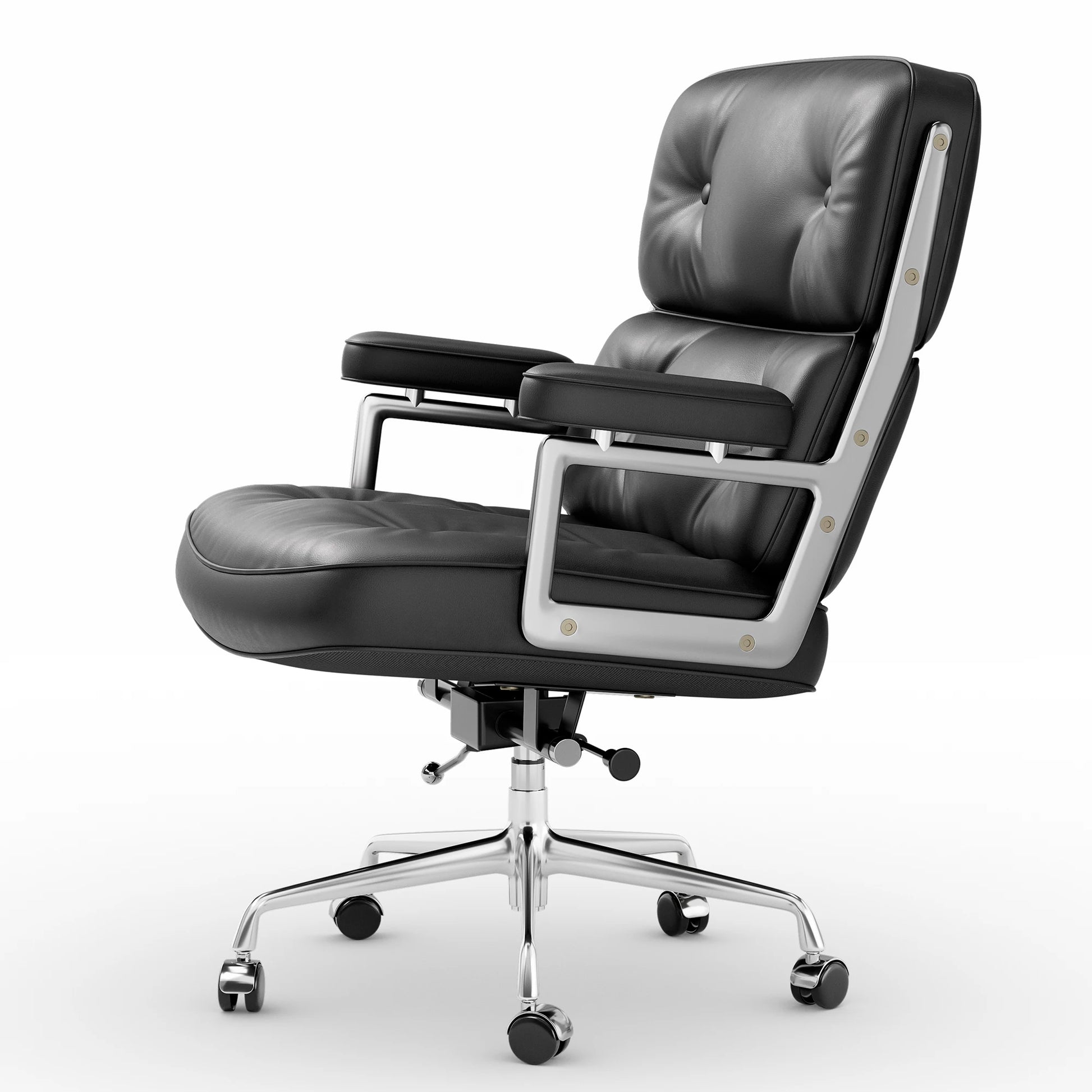 Bureaustoel – Bureaustoel Ergonomisch – Bureaustoel Lederen – Bureaustoel Comfortabel – Bureaustoel Verstelbaar – Echt Leer – Aluminium Frame - QUORE