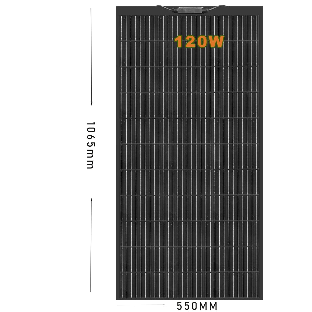 Zonnepaneel - Zonnepanelen - Monokristallijn - 120W - Flexibel - Voor Caravan - Camper - Boot of Thuisgebruik - 2 Stuks