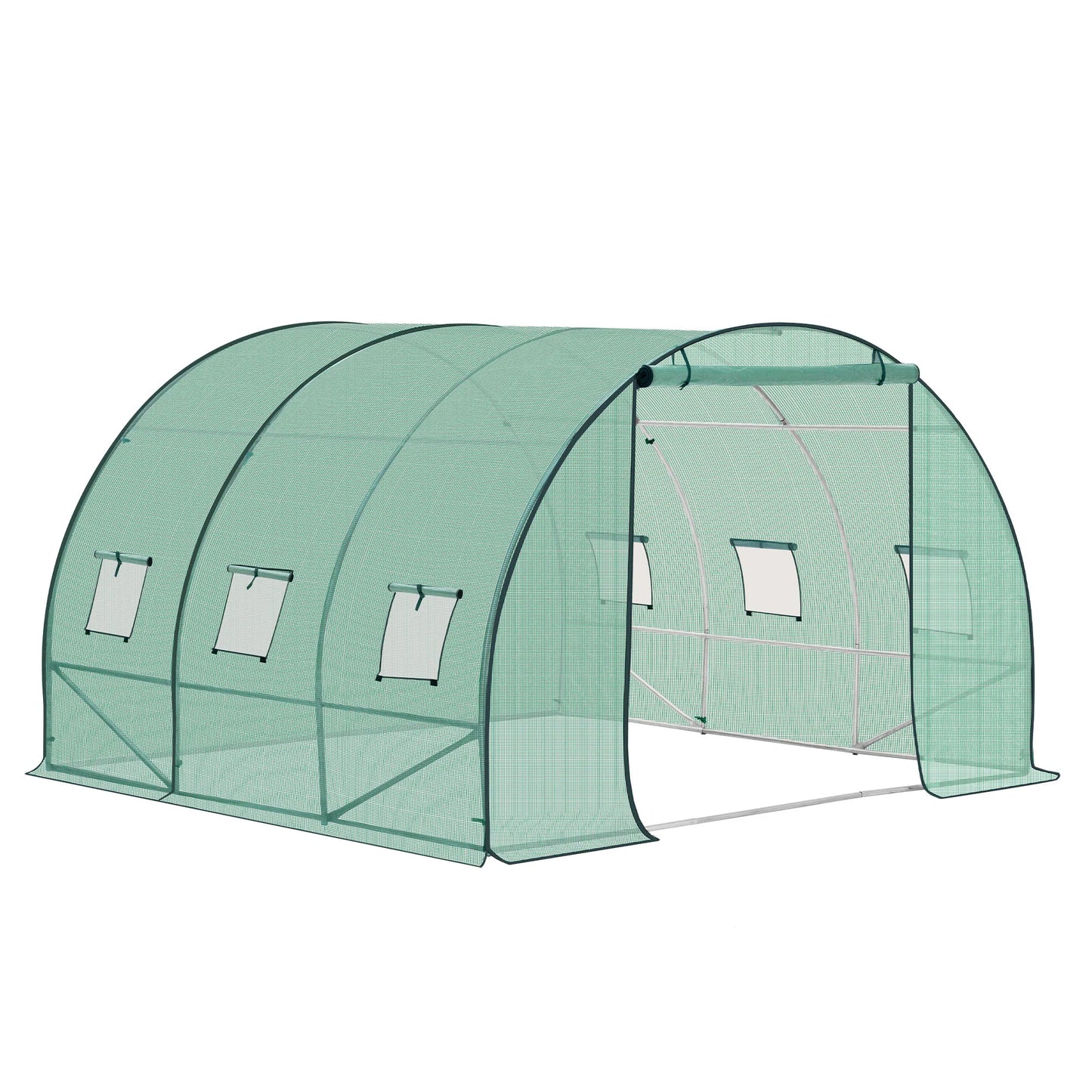 Kweekkas - Tuinkas - Walk-in Foliekas - Tuinkassen - Kas - Tomatenhuis - 300x300x200cm –  Winterbestendige - Met Deur & 6 Ramen – Polytunnel voor Tomaten, Bloemen & Planten - Groen - QUORE