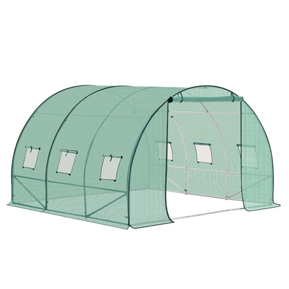 Kweekkas - Tuinkas - Walk-in Foliekas - Tuinkassen - Kas - Tomatenhuis - 300x300x200cm –  Winterbestendige - Met Deur & 6 Ramen – Polytunnel voor Tomaten, Bloemen & Planten - Groen - QUORE