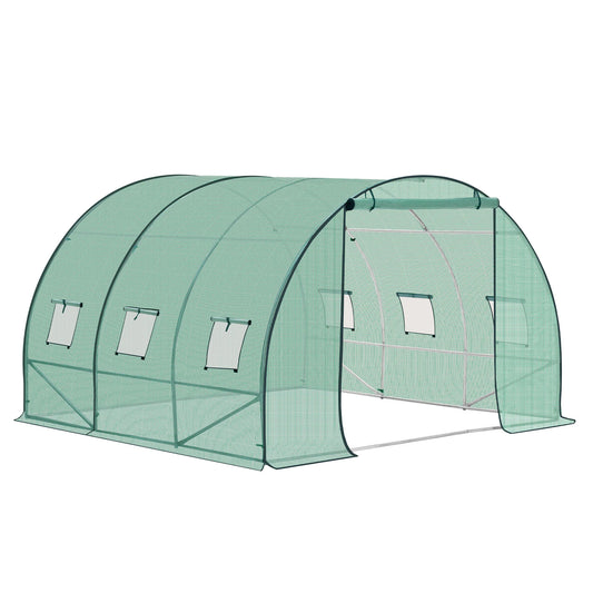 Kweekkas - Tuinkas - Walk-in Foliekas - Tuinkassen - Kas - Tomatenhuis - 300x300x200cm –  Winterbestendige - Met Deur & 6 Ramen – Polytunnel voor Tomaten, Bloemen & Planten - Groen - QUORE