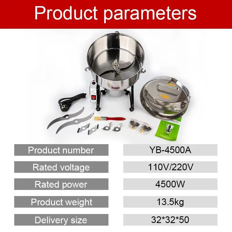 Kruidenmolen - Hakmolen - Specerijenmolen - Koffiemolens - Molen - 4500g - 220V - Swing Type -  Elektrische - Ultra-fijne Grinder voor Kruiden en Droge Ingrediënten - Commerciële Kruidenmaler - Graanmolen