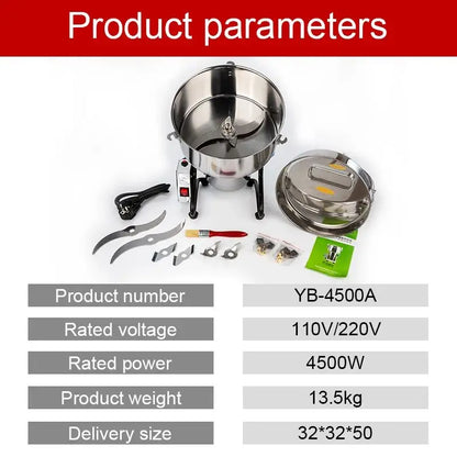 Kruidenmolen - Hakmolen - Specerijenmolen - Koffiemolens - Molen - 4500g - 220V - Swing Type -  Elektrische - Ultra-fijne Grinder voor Kruiden en Droge Ingrediënten - Commerciële Kruidenmaler - Graanmolen