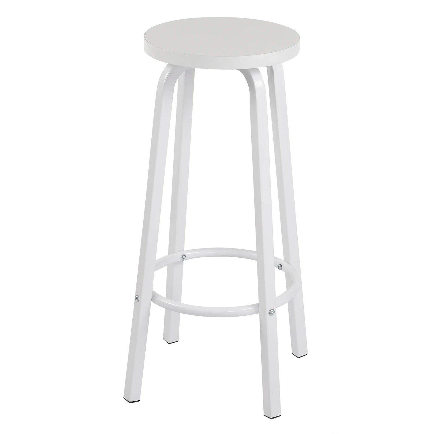 Set van 2 Barstoelen - Barkruk - Barstoel - Barkrukken - MDF Zitting & Metalen Poten - Geschikt voor Ontbijtbar, Keuken & Horeca - Ronde - Donker Beuken
