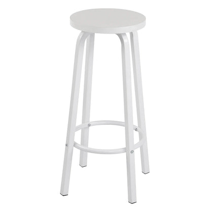 Set van 2 Barstoelen - Barkruk - Barstoel - Barkrukken - MDF Zitting & Metalen Poten - Geschikt voor Ontbijtbar, Keuken & Horeca - Ronde - Donker Beuken