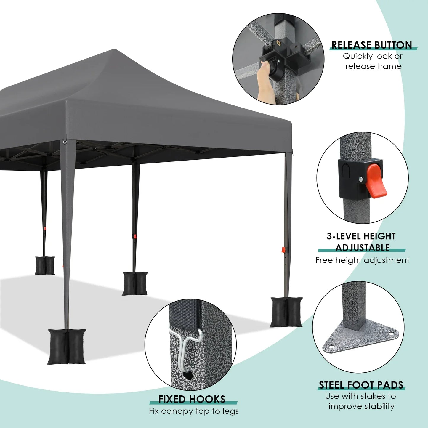 Partytent - Tent - Paviljoen - Partytenten - 3x6m - Waterdicht Party Tent - Opvouwbare - UV 50+ Bescherming – Hoogte Verstelbaar – Inclusief Zijpanelen & Zandzakken  - Wit