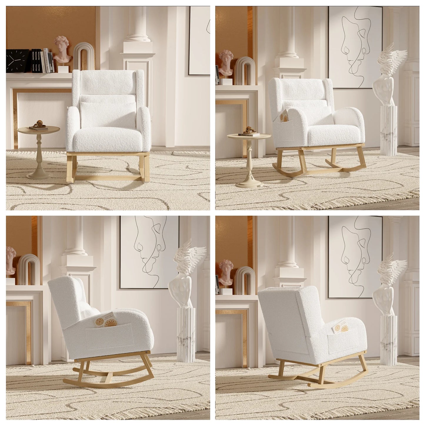 Schommelstoel – Relaxstoel – Comfortstoel – Zithoekstoel – Velvet Bekleding – Ergonomisch Design – Met Lendenkussen
