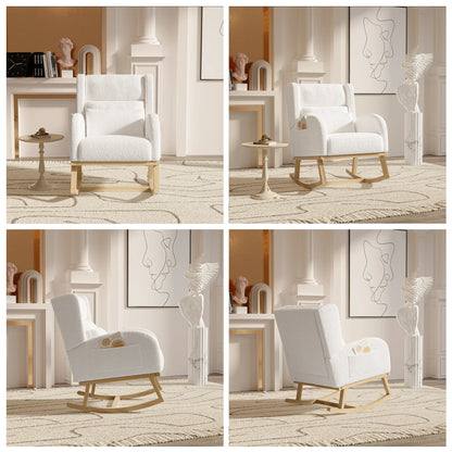 Schommelstoel – Relaxstoel – Comfortstoel – Zithoekstoel – Velvet Bekleding – Ergonomisch Design – Met Lendenkussen
