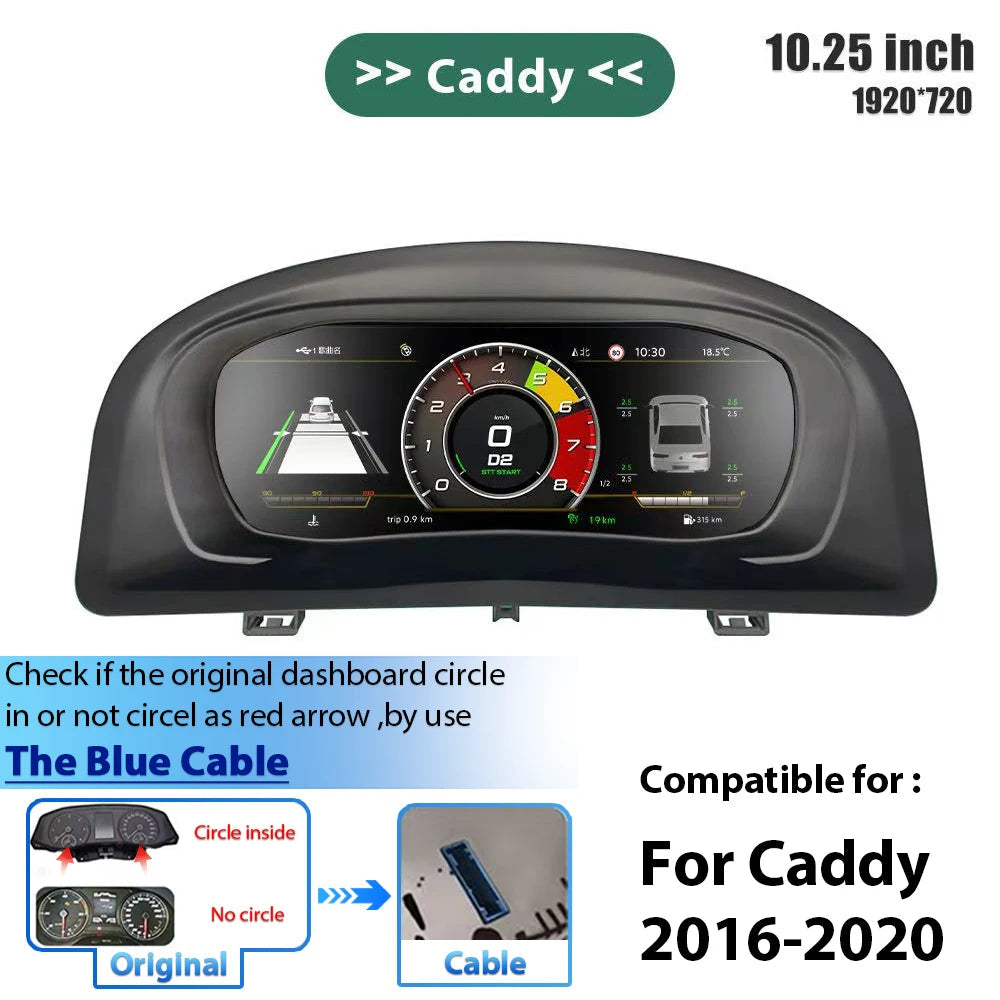 Digitaal Dashboard – Instrumentenpaneel – Cockpit Display – Auto Dashboard – Virtual Cluster – 10,25 Inch HD IPS Scherm – Snelle T5 1.5 GHz CPU