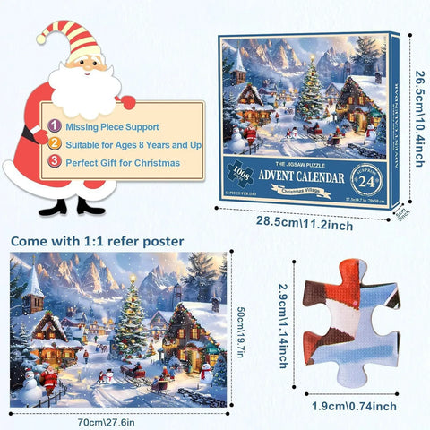 Adventskalender - Adventskalender puzzel - 1008 stukjes - Kaart blind doosje - Kerst aftelpuzzel - Kinder Kerstcadeau - Speelgoed - Speelset