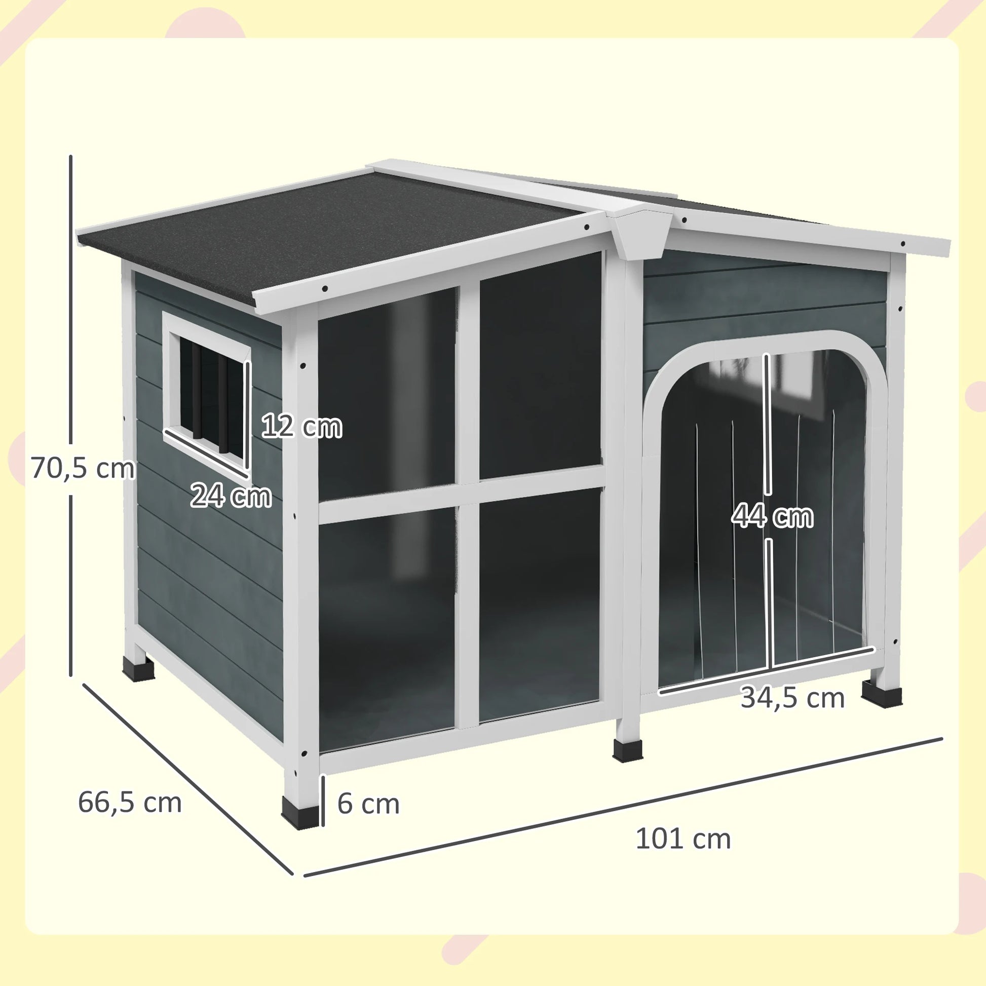 Hondenhok – Hondenhuisje – Buitenhok – Dierenhok – Hondenkennel – Weerbestendig Hout – Inclusief Transparant Raam - QUORE