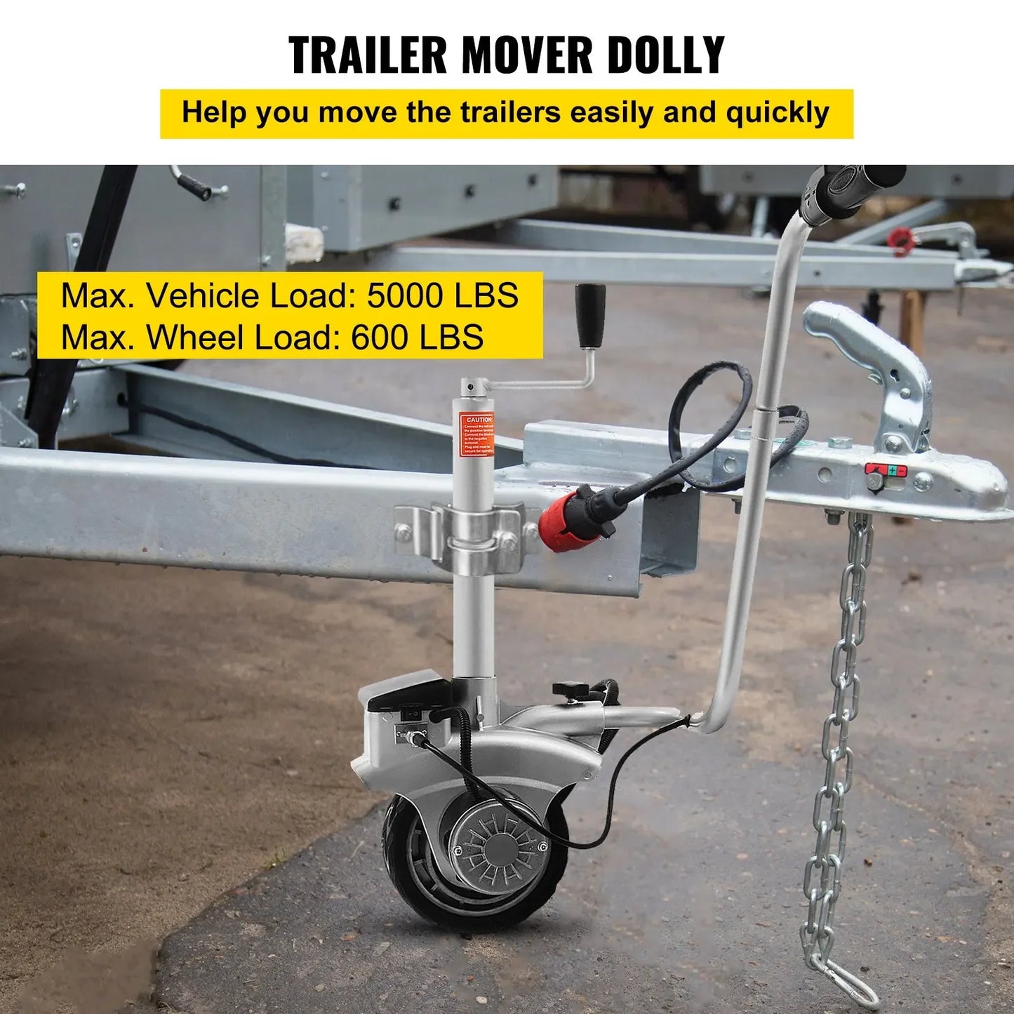 Elektrisch Neuswiel – Gemotoriseerd Neuswiel – Caravan Mover – 12V - 350W Motor - 2270KG Laadvermogen - Verstelbare Klem – Jockey Wie - Caravan Mover - Trailer Verplaatser - Elektrische aanhanger - Travelsleeper - Geschikt voor Auto, Caravan & Boot