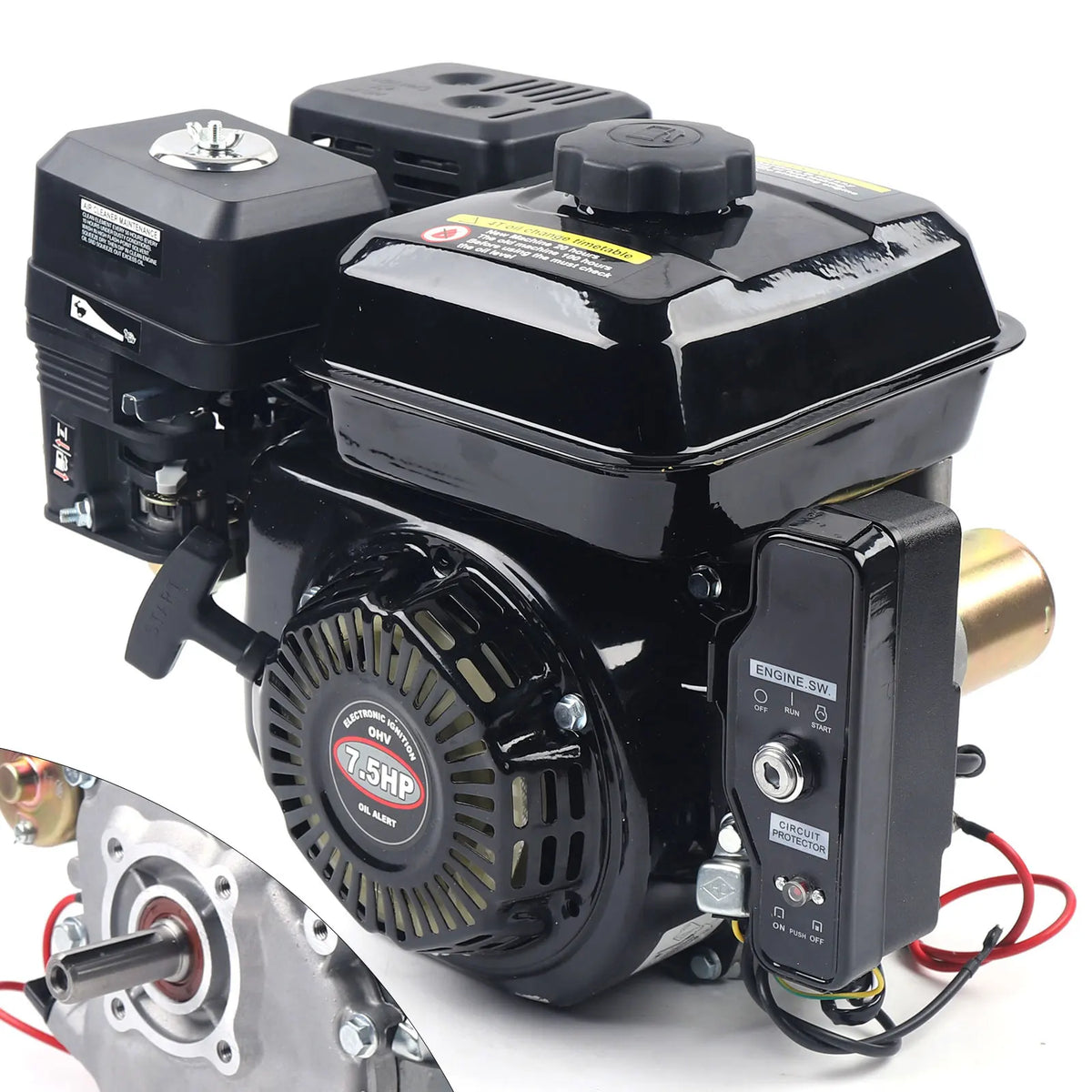 Go Kart Engine - Petrol Engine - 4-Stroke - 212cc - 7.5 hp - with Electric Start - Upgrade version for go-kart and High Pressure Cleaners - Wood Splitters - Black