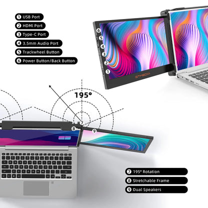 Draagbare Monitor – Tweede Scherm – Extra Beeldscherm – Compact Scherm – Full HD Display – 11,6 Inch IPS Scherm – HDR10 Ondersteuning