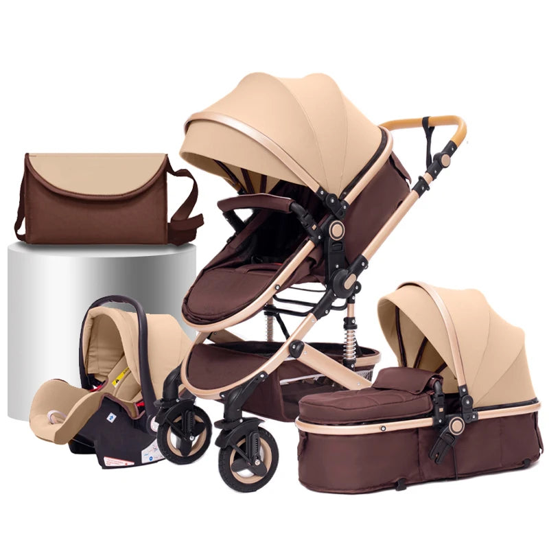 Kinderwagen - Buggy - Baby Kinderwagen 3 in 1 - Opvouwbare - Wandelwagen - Hoog Landschap Babywagen - voor Pasgeborenen - CE Goedgekeurd - Khaki