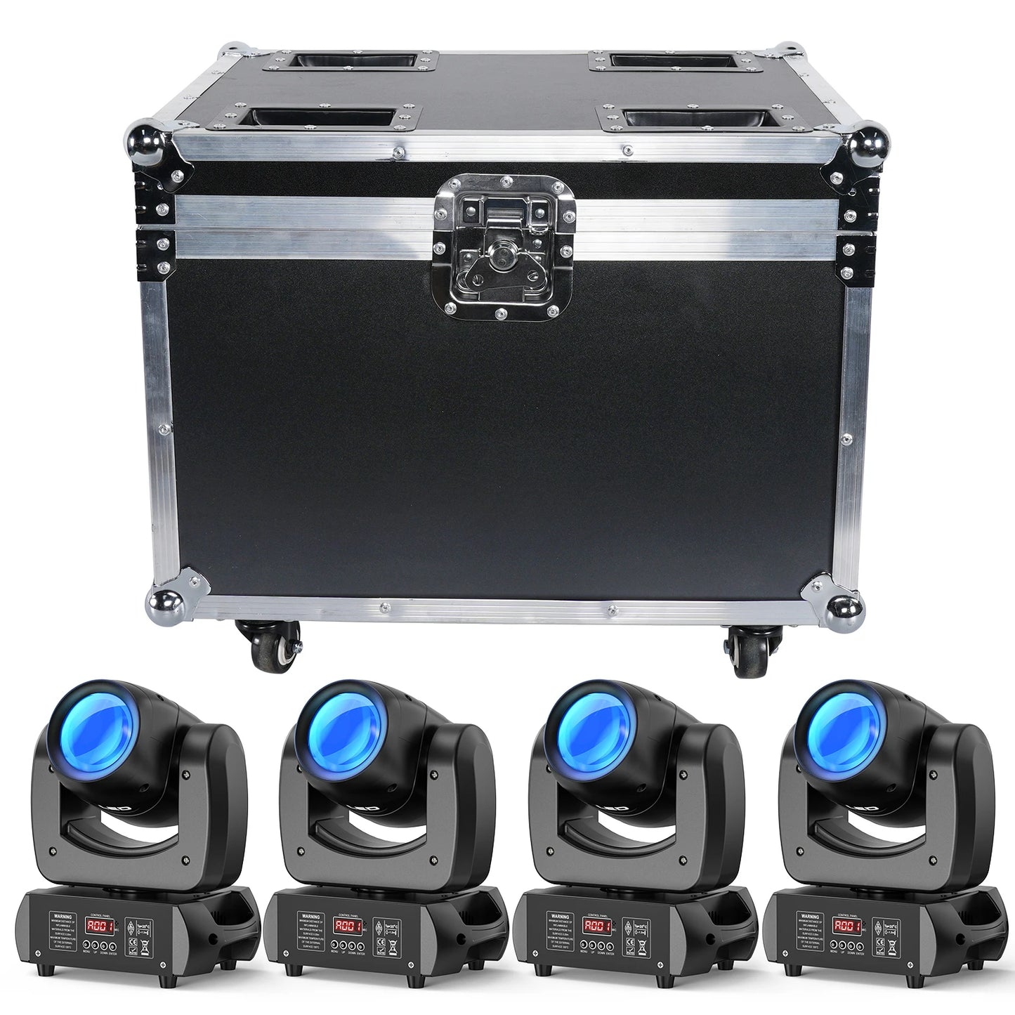 100W LED Moving Head Lights – LED Moving Spot – Stage Light – DJ Licht – Party Verlichting – Set Van 4 Met Vliegtuigkoffer – 1760 Lux Helderheid – DMX512 Besturing - QUORE