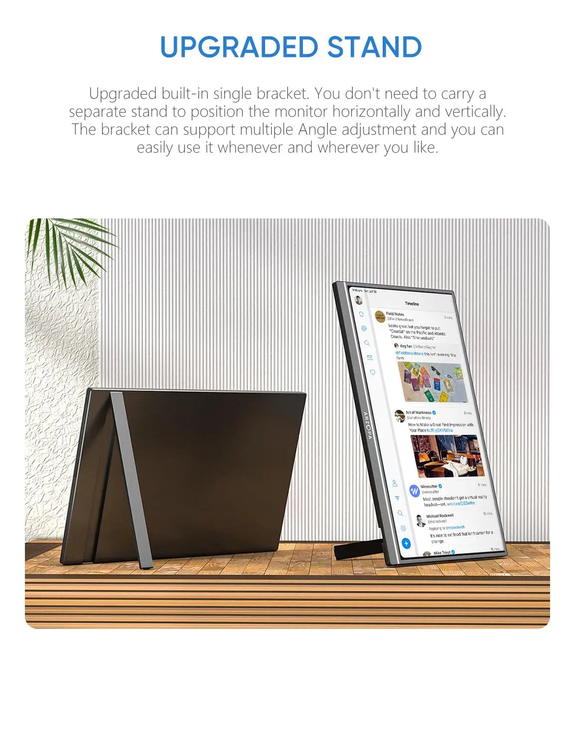 Portable Monitor – Draagbaar Beeldscherm – Extern Scherm – Laptop Scherm – USB-C Monitor – 17,3 Inch Full HD – HDR10 & IPS Scherm – Ingebouwde Speakers – Kickstand