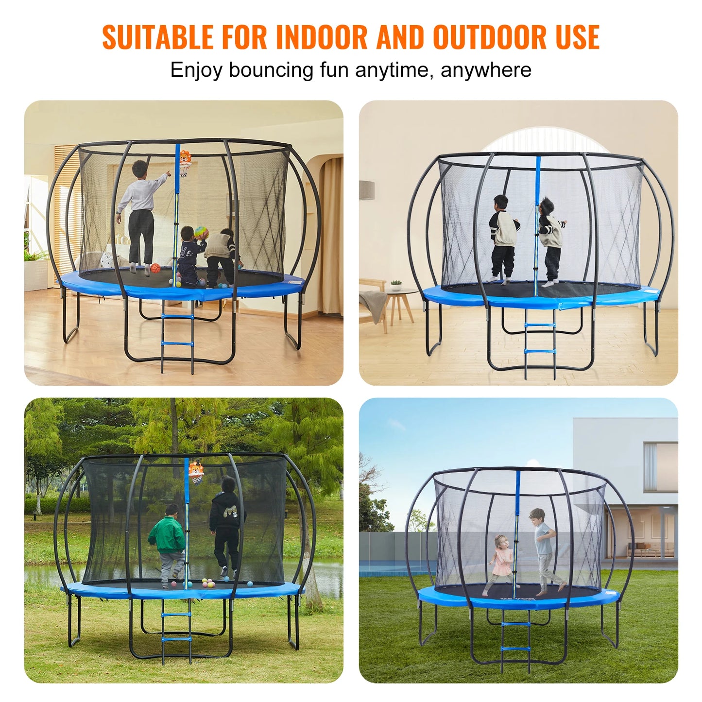 Trampoline - Rebounder - Trampoline met Veiligheidsnet - Tuintrampoline - 12ft - Stevige – Inclusief Springmat en Randbescherming – Geschikt voor Kinderen en Volwassenen – Outdoor Recreatief Gebruik