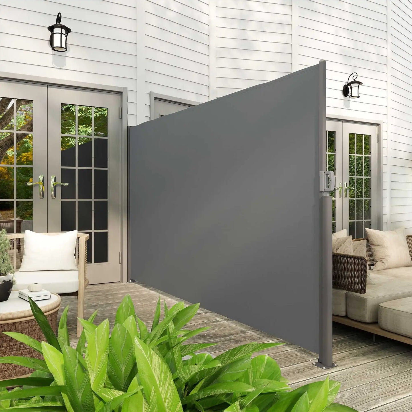 Uitschuifbaar Zijscherm – Balkon Scherm – Tuin Afsluiting – Buitenprivacy – Polyester Waterbestendig – Aluminium Frame