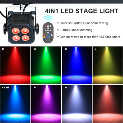 LED Par Light – Podiumverlichting – DJ Lamp – Stage Light – Disco Licht – 8-delig EU Plug – 30W RGBWYP+CYAN LEDs – DMX & Afstandsbediening