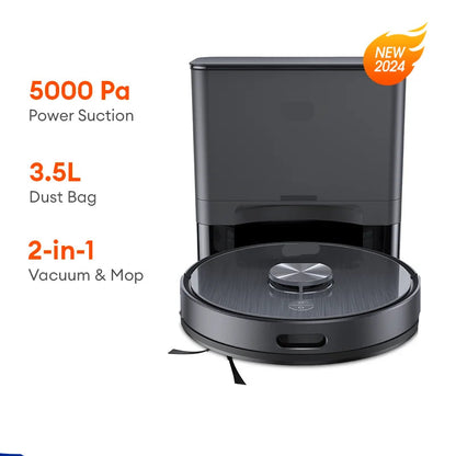 Robotstofzuiger - Vacuum Cleaner - Roborock - Draadloze - Dweilrobot - 5000Pa - LDS - Auto Ledigingsstation - voor 60 Dagen Handsfree Reiniging, Stofzuigen en Moppen, Nat/Droog Veegfunctie