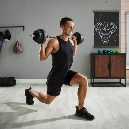 Halterset - Dumbells - Verstelbare – 30KG - Halterstang Met Gewichten – Voor Krachttraining - en Fitness - Duurzame Gewichtsplaten - Zwart - QUORE