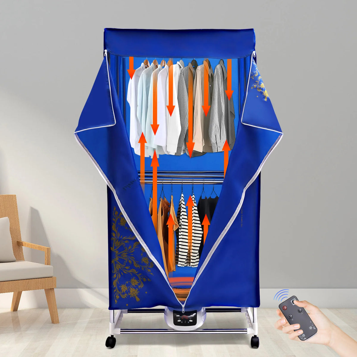 Portable Electric Dryer - Dryer - Travel Dryer - Portable Dryer for Apartments - Electric Clothes Drying - 220V - Blue