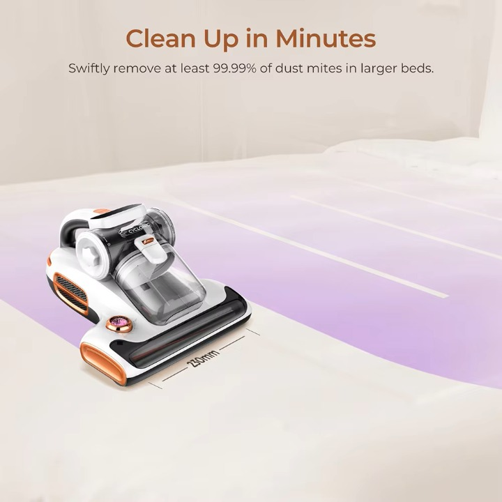 Stofzuiger - Bed Stofzuiger - Matrasstofzuiger - Slimme Mijtenreiniger - met Aroma-Diffuser-systeem - Stofmijtsensor - UV-licht - 15000Pa - 700W - Ultrasone Technologie - 99.99% Mijtenverwijdering - ≤ 72dB - 32.9 x 27.2 x 18.8 cm - Wit
