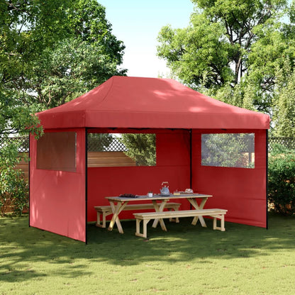 Tuinpaviljoen – Partytent – Opvouwbare Tent – Tuinkamer – Evenemententent – Outdoor Tent – met 3 Zijwanden - Waterafstotend Oxford Polyester – Stevig Gepoedercoat Staal - 410 x 279 x 315 cm - Rood