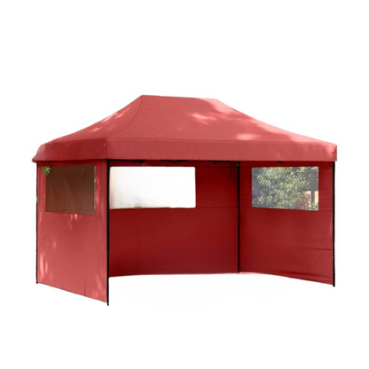 Tuinpaviljoen – Partytent – Opvouwbare Tent – Tuinkamer – Evenemententent – Outdoor Tent – met 3 Zijwanden - Waterafstotend Oxford Polyester – Stevig Gepoedercoat Staal - 410 x 279 x 315 cm - Rood