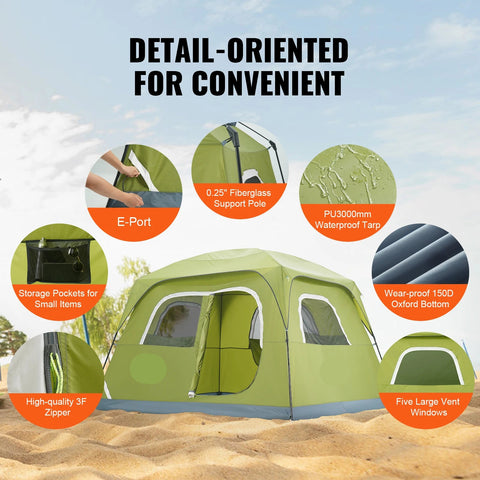 Kampeertent - Tent - Kampeertent 6 Personen - Waterdicht - Buitentent - UV -Bescherming - 7x7x4ft - Snelle Opzet - Inclusief Draagtas