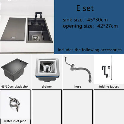 Spoelbak – Gootsteen – Keukenspoelbak – Barspoelbak – Balkonspoelbak – Enkelvoudige Kom – RVS Roestvrij Staal – Compact 45x30 cm