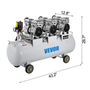 Vevor - Silent Compressor - Low Noise Compressor - Air Compressor - 100L 2.2KW - with Twin Pressure Gauge Safe Solenoid Valve 3PK 22 Gallon