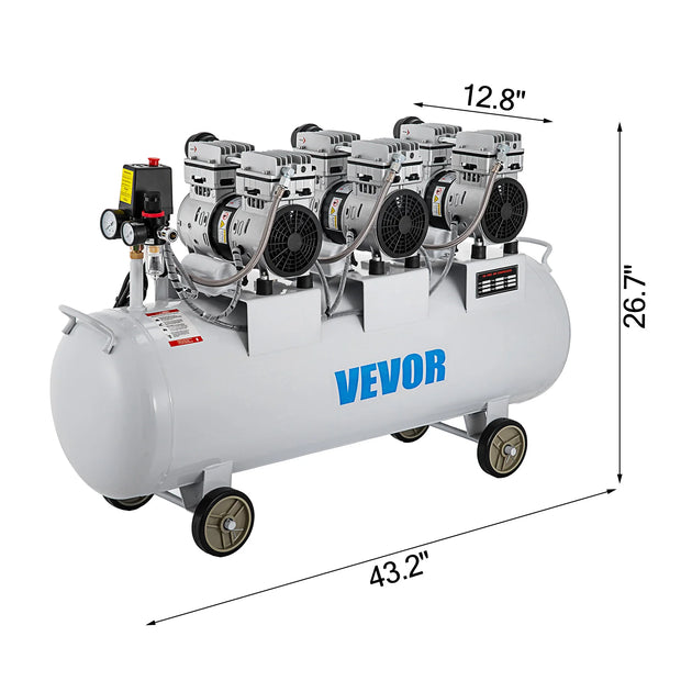 Vevor - Silent Compressor - Low Noise Compressor - Air Compressor - 100L 2.2KW - with Twin Pressure Gauge Safe Solenoid Valve 3PK 22 Gallon
