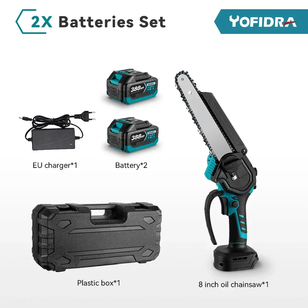 YOFIDRA 8 Inch Mini Brushless Electric Chainsaw Cordless Pruning Saw Cordless Woodworking Garden Tool For Makita 18V Battery Pin - QUORE