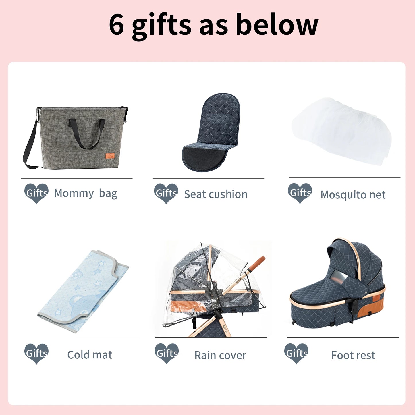 3-in-1 Babybuggy – Wandelwagen – Autostoeltje – Wieg – Buggy – Lichtgewicht Katoen – Compact Inklapbaar – Lichtgrijs